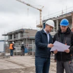 IVARBO-adviseur bespreekt de risico-inventarisatie met de uitvoerder op een Nederlandse bouwplaats.