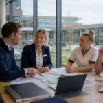 IVARBO adviseur bespreekt de RI&E met medewerkers van een Nederlandse zorginstelling.