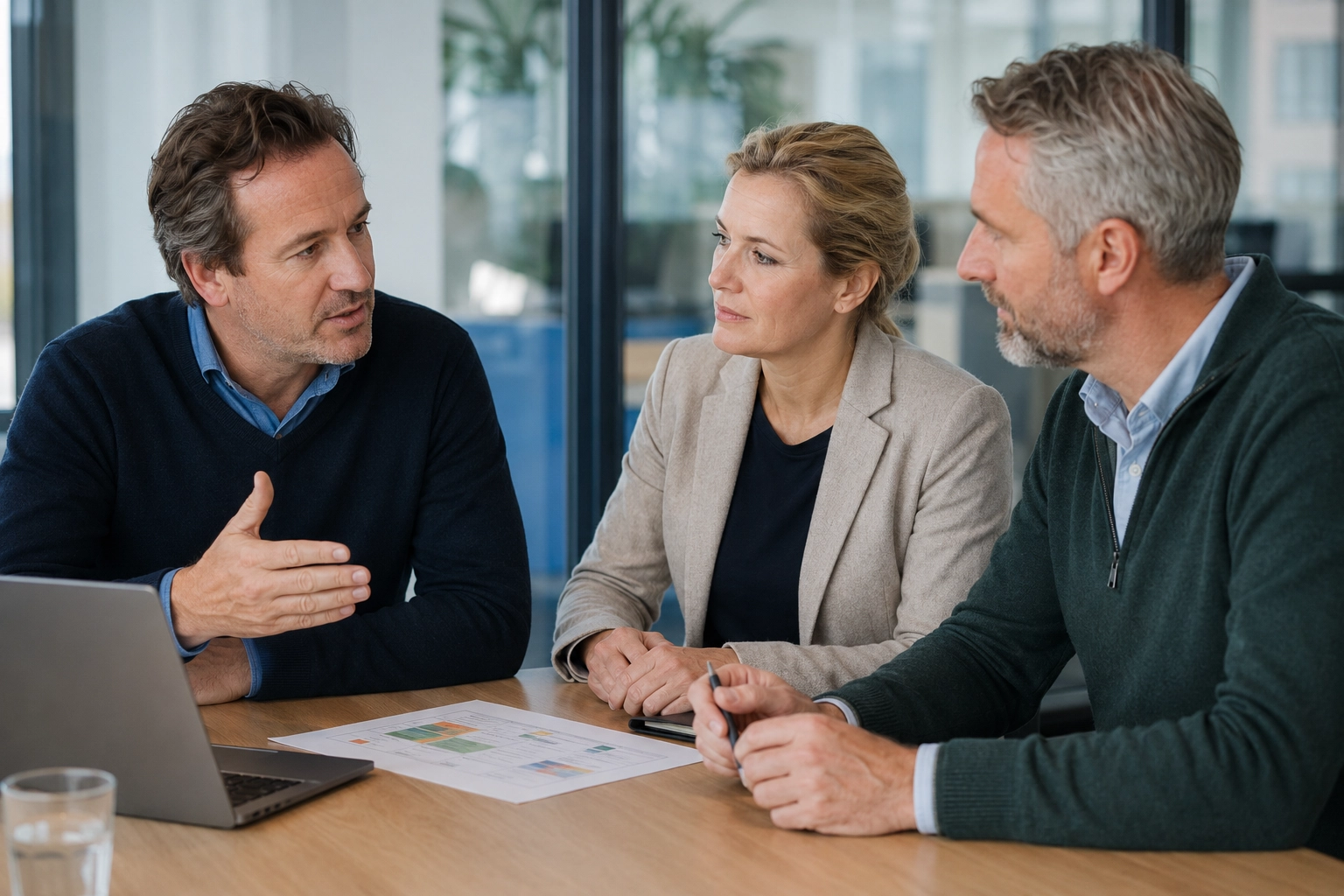 Adviseur bespreekt samen met medewerkers praktische verbeterpunten voor de SCL-audit.