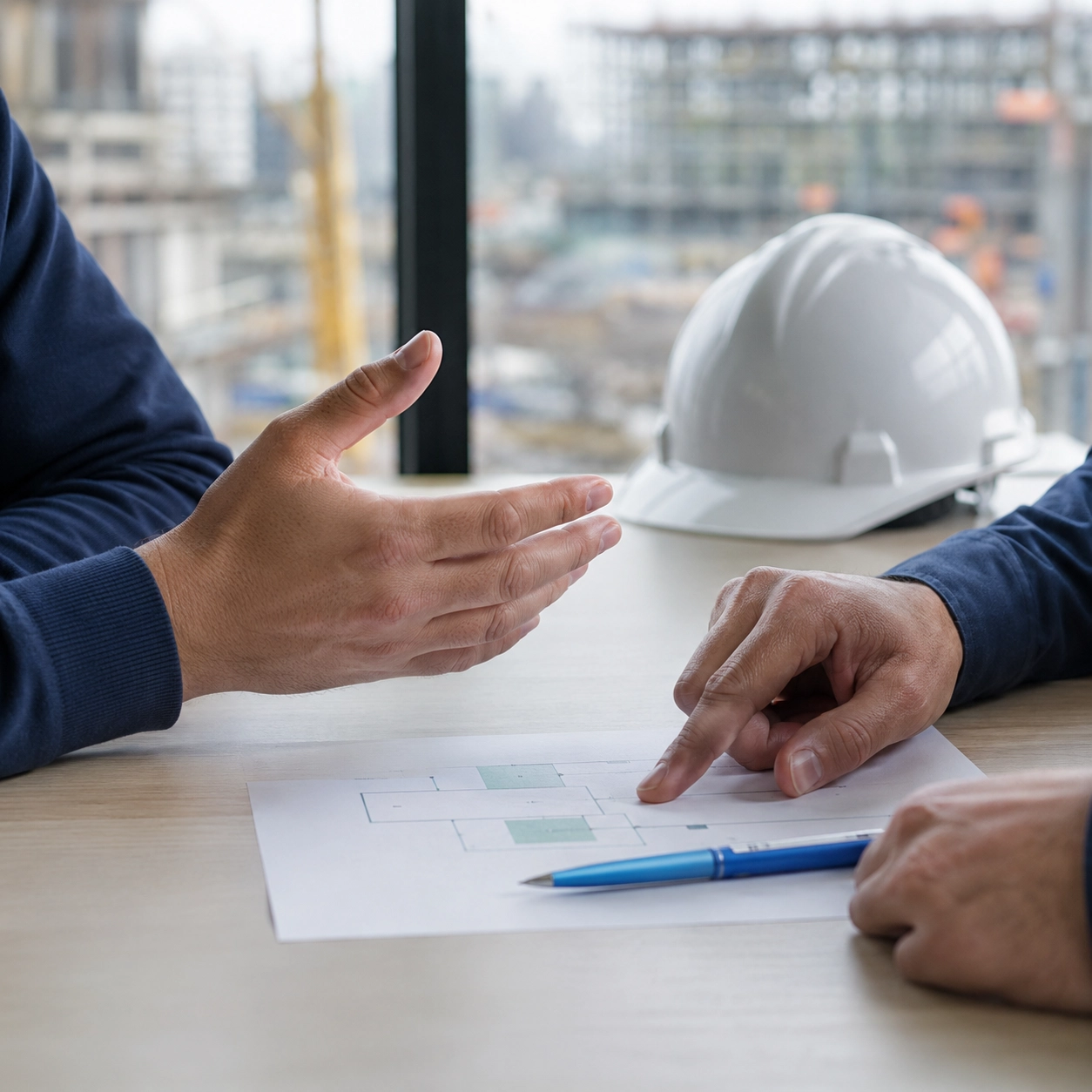 Medewerkers bespreken een verbeterpunt tijdens de voorbereiding op een Safety Culture Ladder-audit.